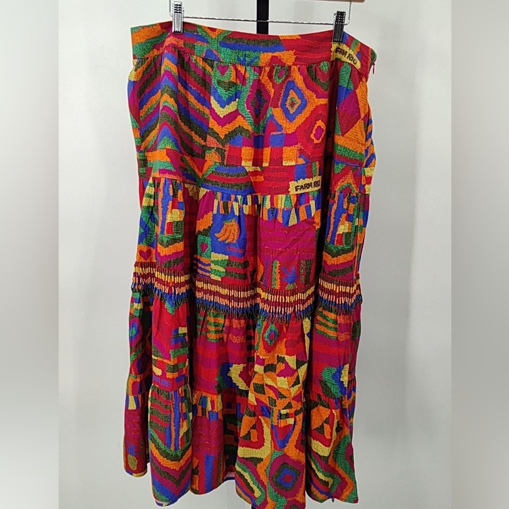 Rare Farm Rio XL summer patches beaded midi skirt - Picture 5 of 13